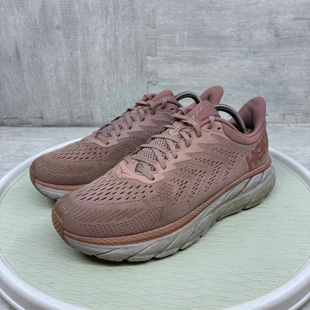 Hoka One One Clifton 7 Running Shoes Women's 11 Pink Mesh Athletic 1110509-MRCB